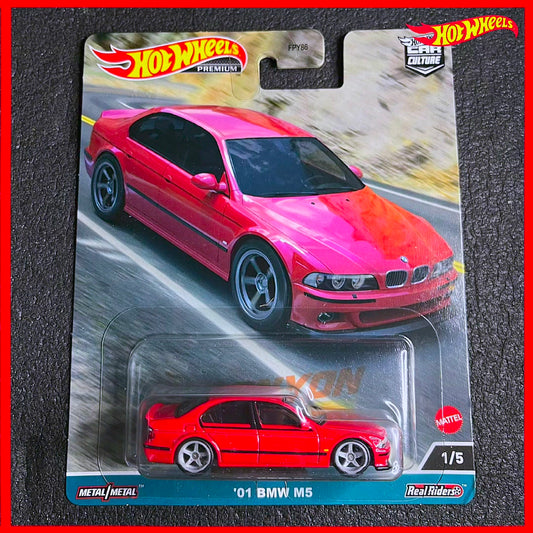 Hot Wheel BMW M5 2001 Red Model Canyon Warriors 2023 Premium Collections Series Hotwheels 01 BMW M5 E39 Diecast Classic BMW Kereta mainan BMW M5 Merah Hotwheel Premium Car Culture Hot Wheels BMW M5