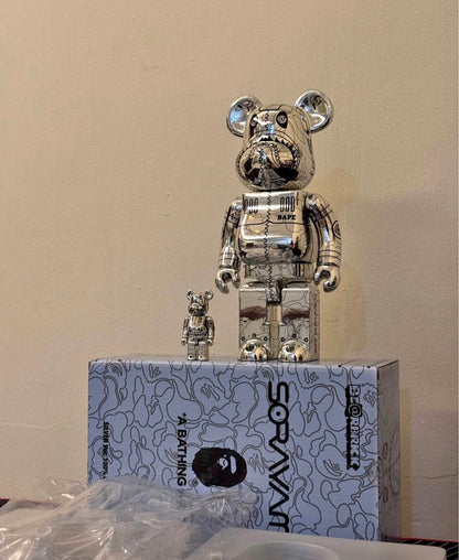 [WTS] BAPE x Hajime Sorayama Bearbrick 400% + 100% Set (Silver & Gold)