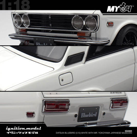 [Ignition Model] Datsun Bluebird (510) - White With Mr. Yokoyama Japanese Musician