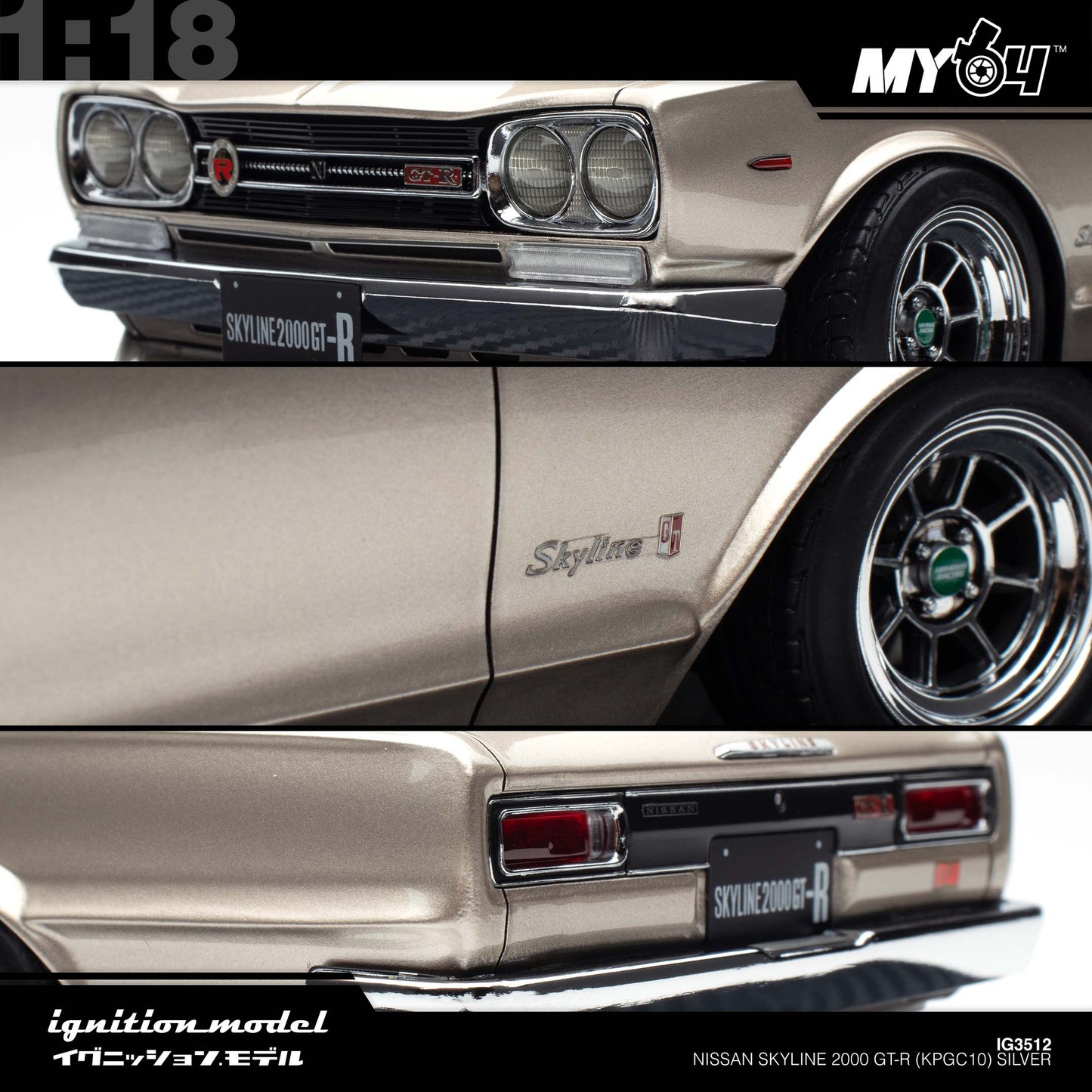 [Ignition Model] 1:18 Nissan Skyline 2000 GT-R (PGC10) - Silver