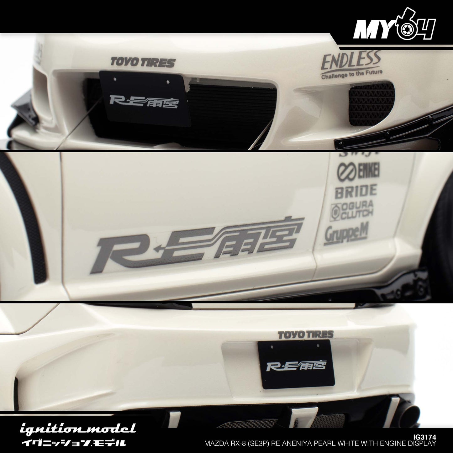 [Ignition Model] 1:18 Mazda RX-8 (SE3P) RE Aneniya - Pearl White With Engine Display