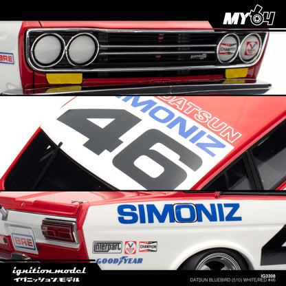 [Ignition Model] 1:18 Datsun Bluebird (510) - White/Red #46