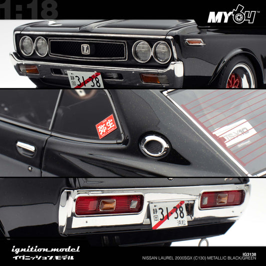 [Ignition Model] 1:18 Nissan Laurel 2000SGX (C130) - Metallic Black/Green