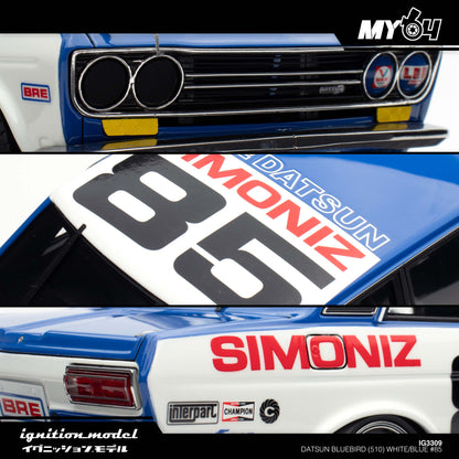 [Ignition Model] Datsun Bluebird (510) - White/Blue #85