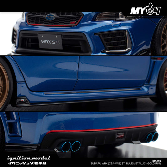 [Ignition Model] Subaru WRX (CBA-VAB) STI - Blue Metallic (Gold Rim)