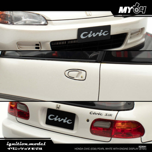 [Ignition Model] Honda Civic (EG6) - Pearl White With Engine Display (B16A)