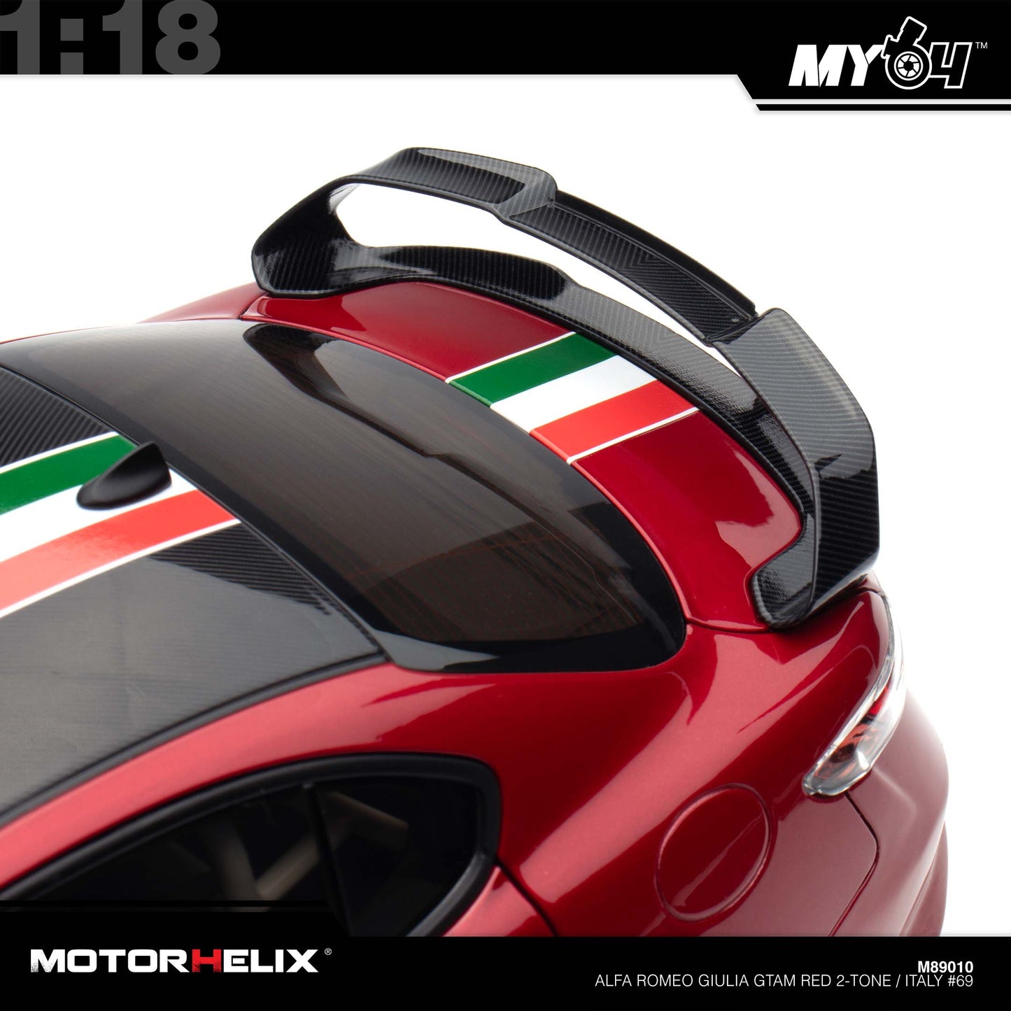 [Motorhelix] 1:18 Alfa Romeo Giulia GTAm - Red 2-Tone / Italy #69