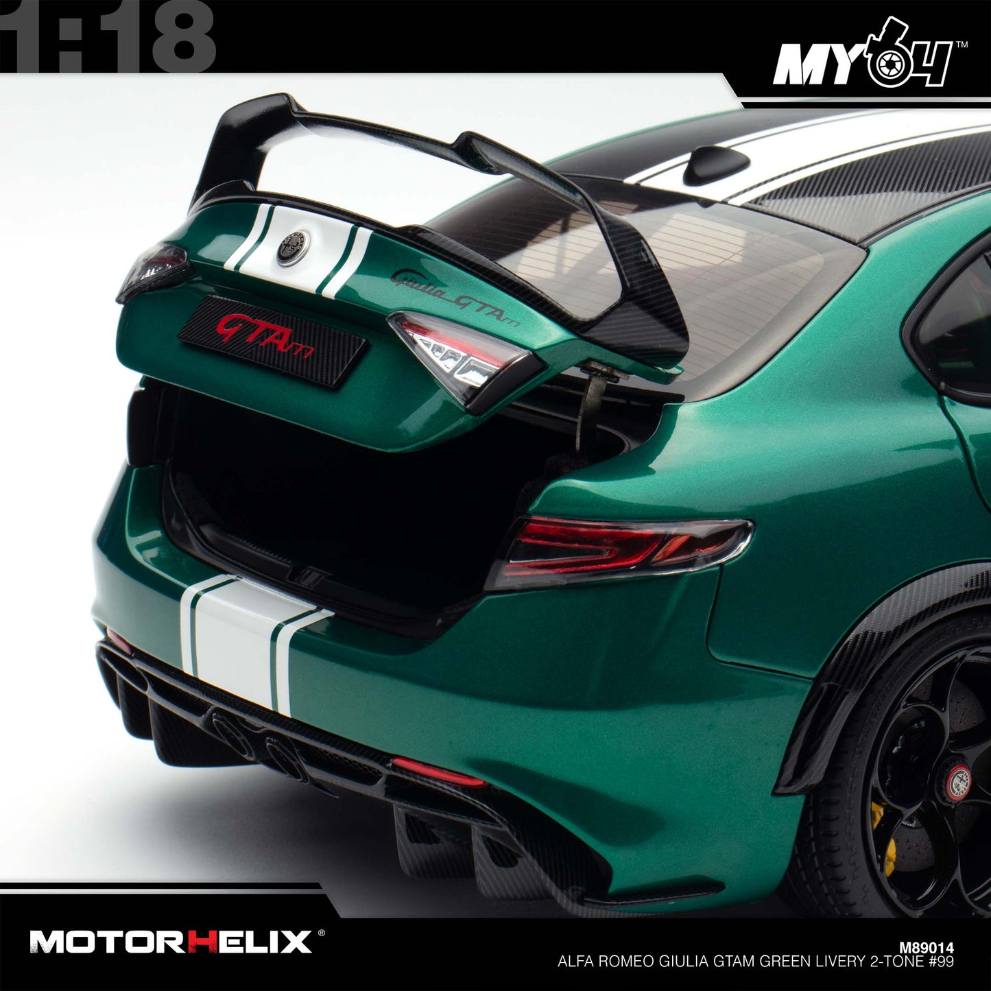 [Motorhelix] 1:18 Alfa Romeo Giulia GTAm - Green Livery 2-Tone #99