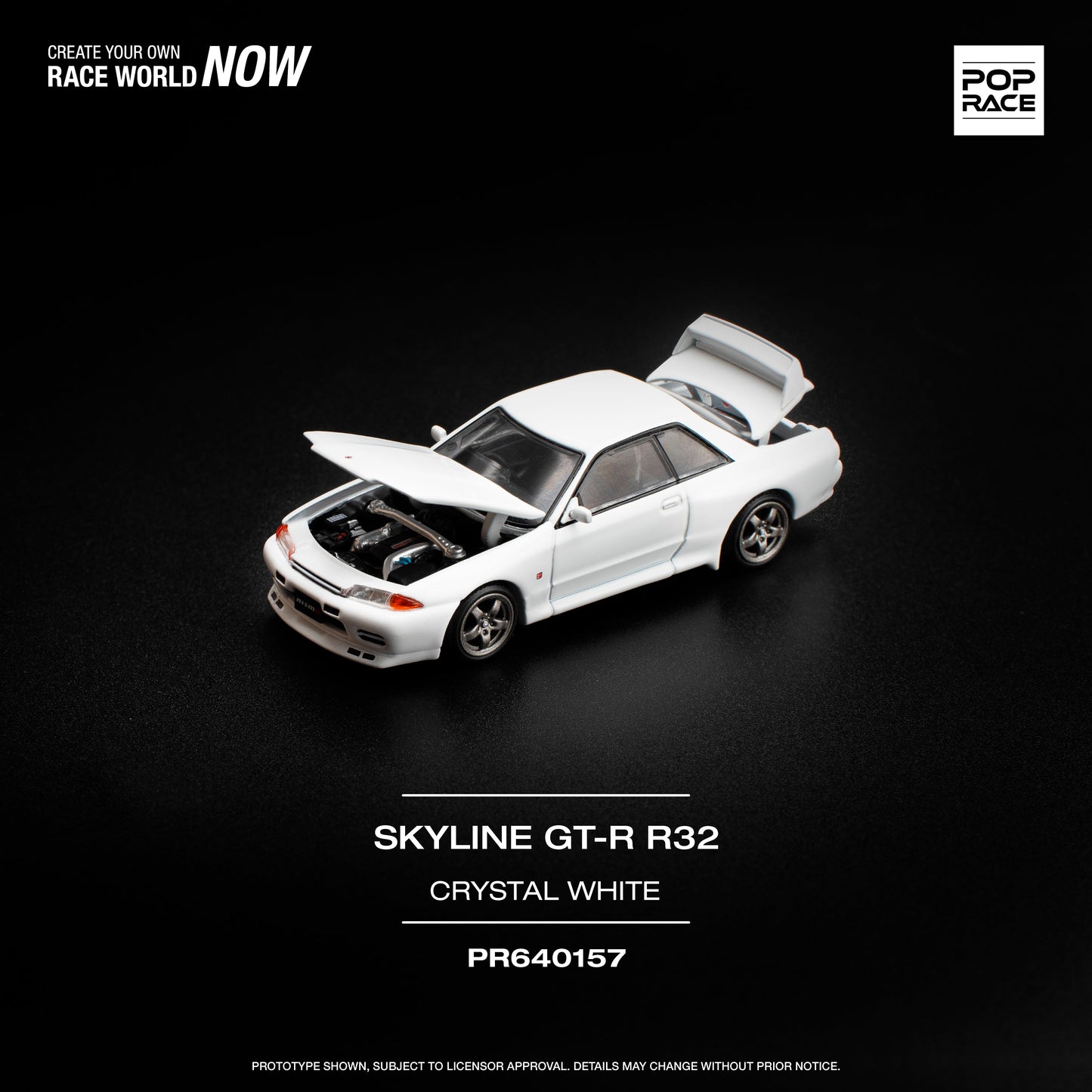 [POP RACE] 1:64 Nissan Skyline GT-R R32 - Crystal White - Toy Space Diecast Online Store Singapore
