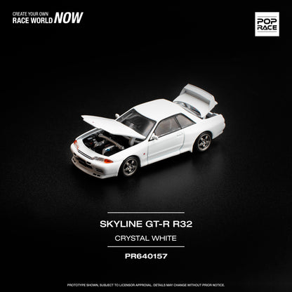 [POP RACE] 1:64 Nissan Skyline GT-R R32 - Crystal White - Toy Space Diecast Online Store Singapore