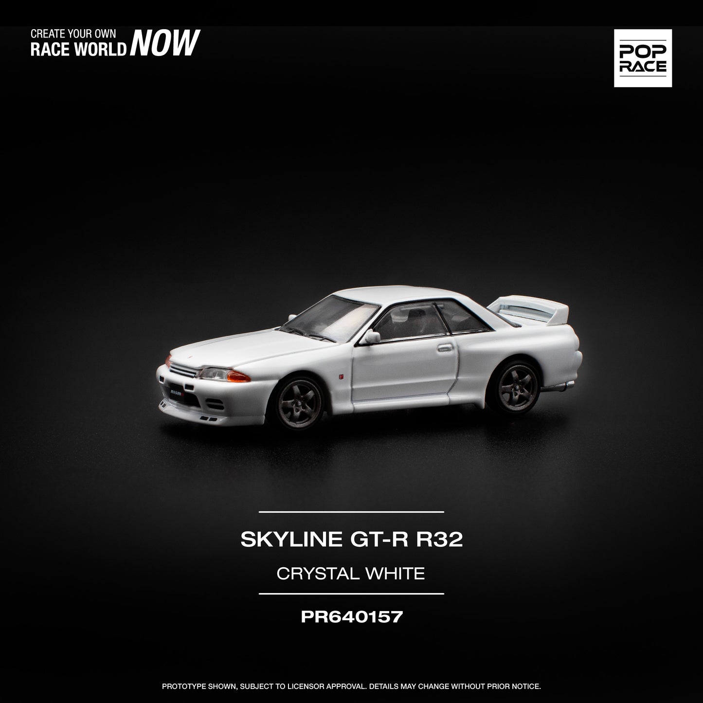 [POP RACE] 1:64 Nissan Skyline GT-R R32 - Crystal White - Toy Space Diecast Online Store Singapore