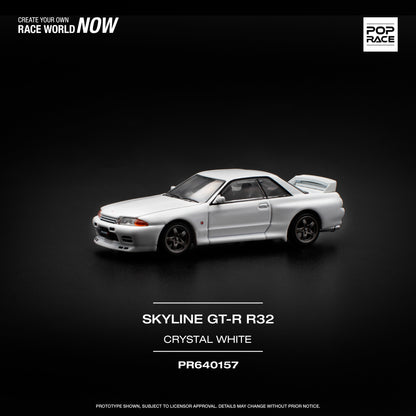 [POP RACE] 1:64 Nissan Skyline GT-R R32 - Crystal White - Toy Space Diecast Online Store Singapore