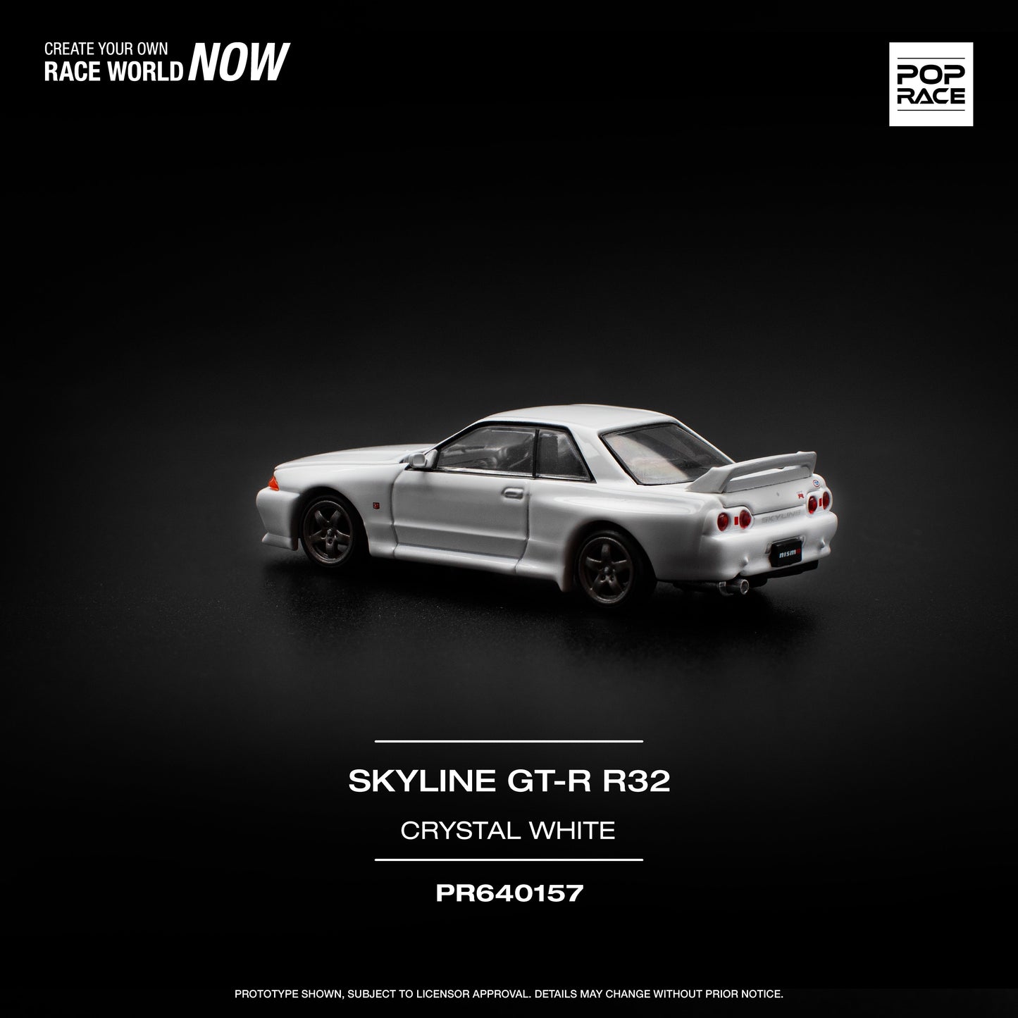 [POP RACE] 1:64 Nissan Skyline GT-R R32 - Crystal White - Toy Space Diecast Online Store Singapore