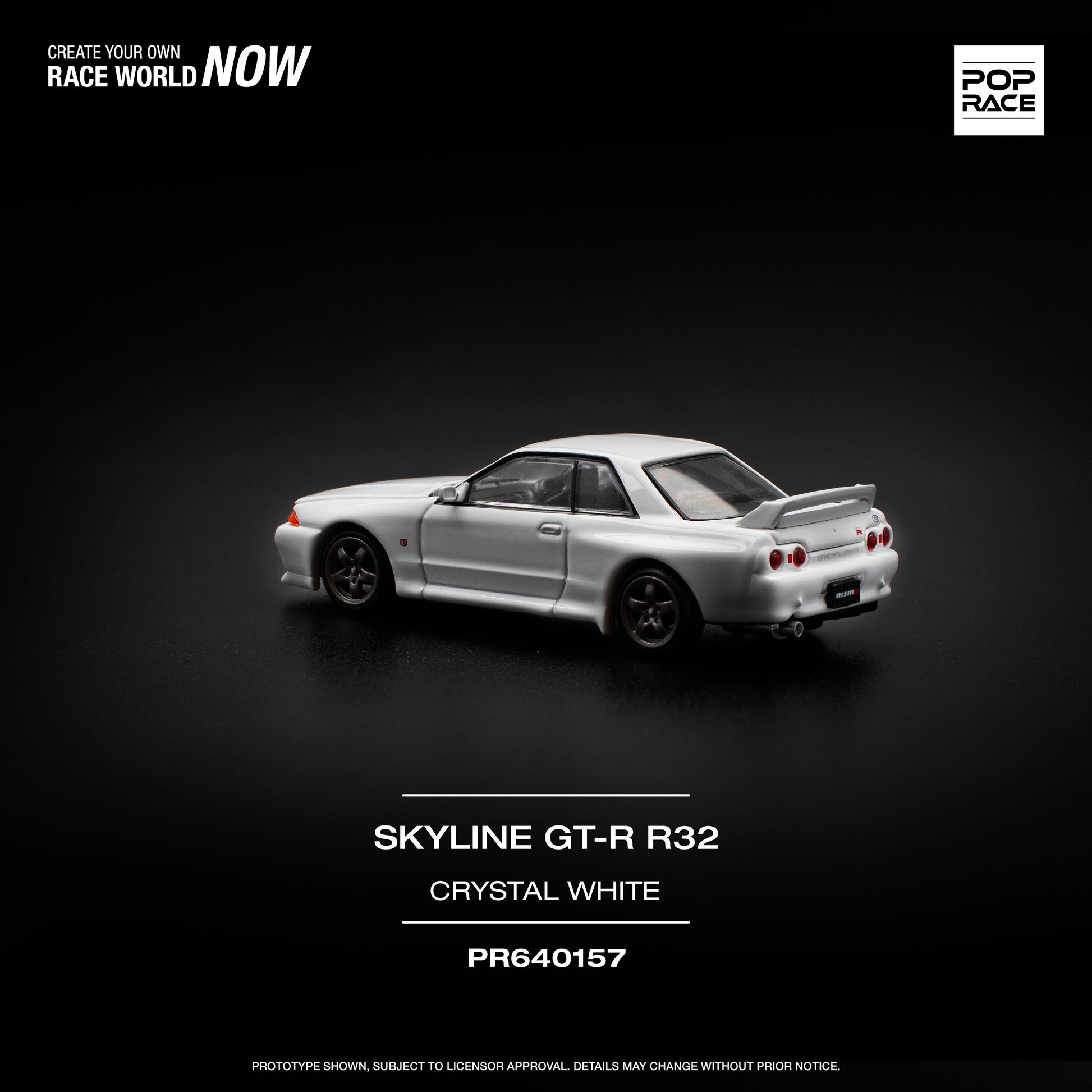 [POP RACE] 1:64 Nissan Skyline GT-R R32 - Crystal White - Toy Space Diecast Online Store Singapore