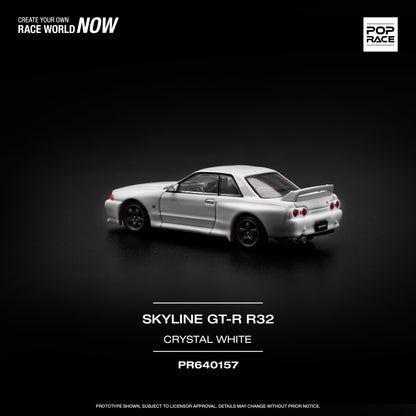 [POP RACE] 1:64 Nissan Skyline GT-R R32 - Crystal White - Toy Space Diecast Online Store Singapore