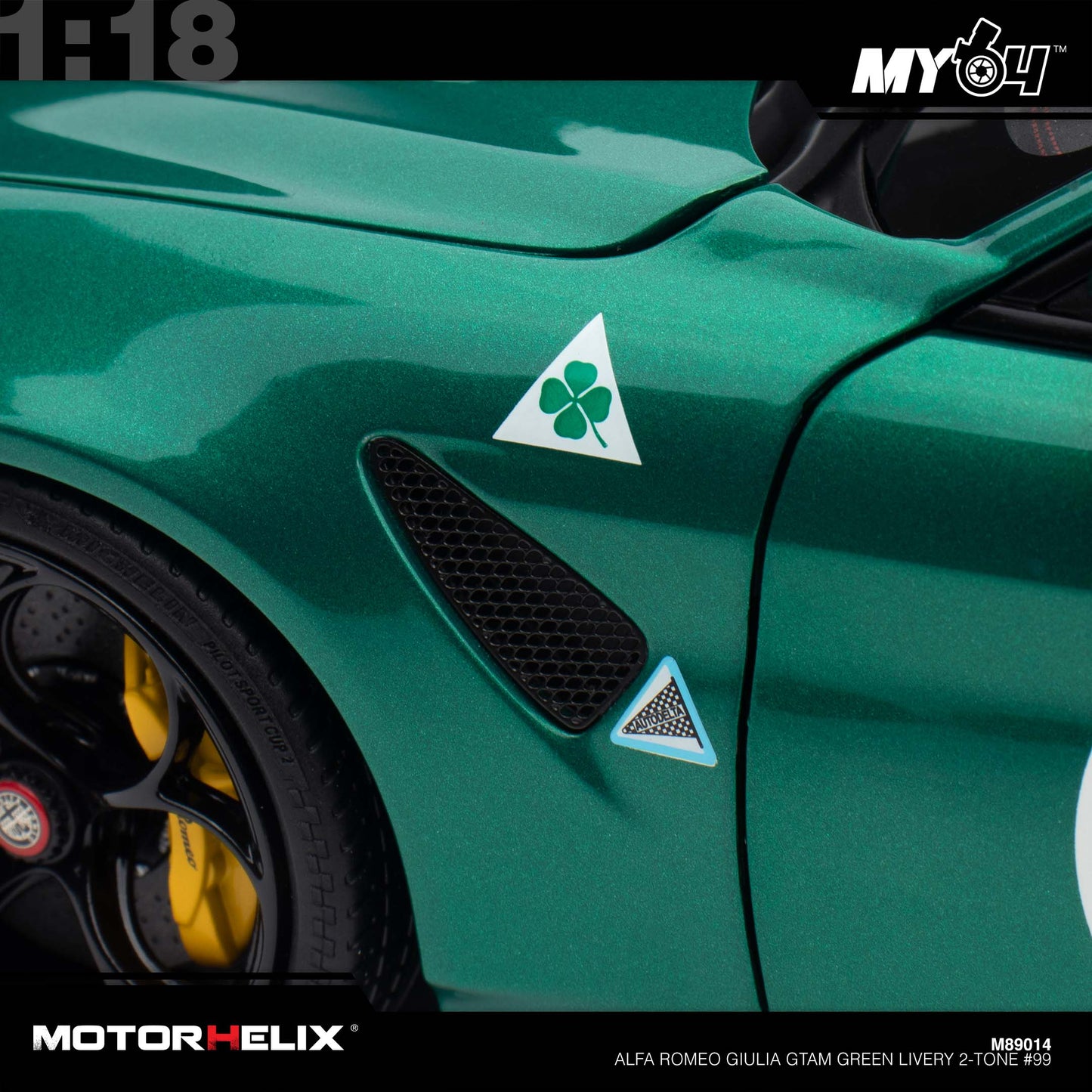 [Motorhelix] 1:18 Alfa Romeo Giulia GTAm - Green Livery 2-Tone #99