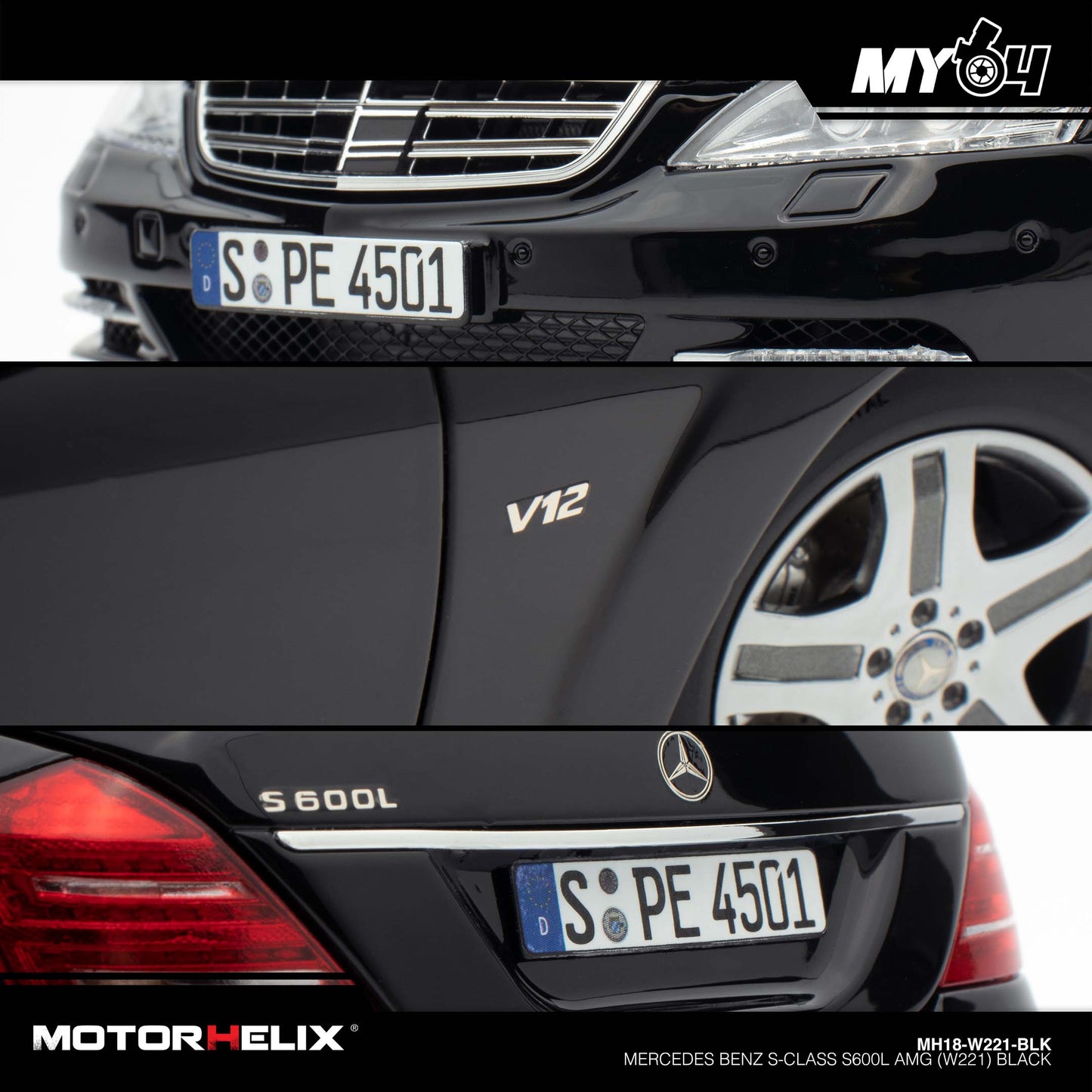 [Motorhelix] Mercedes Benz S-Class S600L AMG (W221) - Black