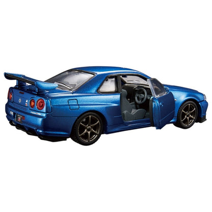 Tomica Nissan Skyline GT-R R34 V-Spec II Nur Blue 1:43 Scale Tomica Premium JDM GTR R34 Biru Nismo R34 Blue Takara Tomy