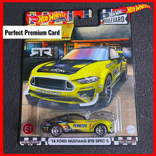 Hot Wheels Ford Mustang RTR Spec 5 2018 Formula Drift Premium Card 2022 Boulevard Ford Mustang RTR Spec 5 Collection Series Drift Car Mustang Muscles Car Diecast Kereta Mustang RTR Drift Car Mustang Hotwheels