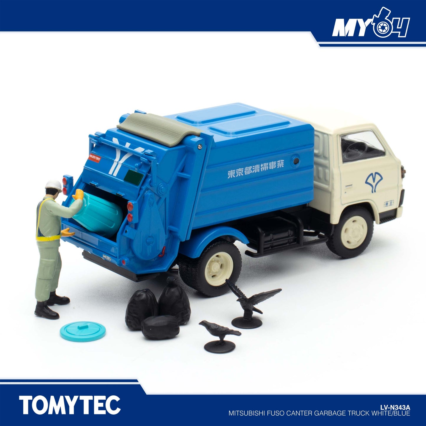 (UNSEAL UNIT) TLVN] Mitsubishi Fuso Canter Garbage Truck - White/Blue