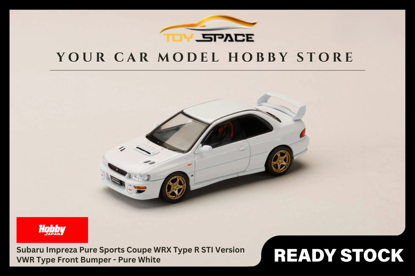 [HOBBY JAPAN] 1:64 Subaru Impreza Pure Sports Coupe WRX Type R STI Version VWR Type Front Bumper - Pure White - Toy Space Diecast Online Store Singapore