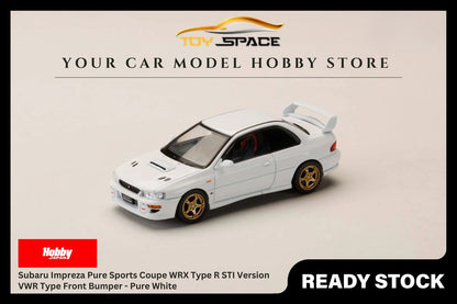 [HOBBY JAPAN] 1:64 Subaru Impreza Pure Sports Coupe WRX Type R STI Version VWR Type Front Bumper - Pure White - Toy Space Diecast Online Store Singapore