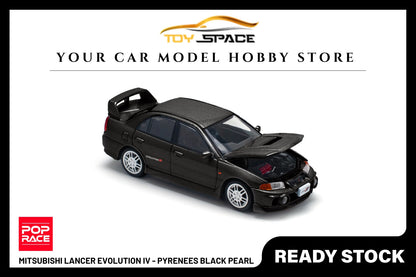 [POP RACE] 1:64 Mitsubishi Lancer Evolution IV - Pyrenees Black Pearl - Toy Space Diecast Online Store Singapore