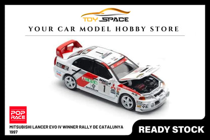 [POP RACE] 1:64 Mitsubishi Lancer Evo IV Winner Rally De Catalunya 1997 - Toy Space Diecast Online Store Singapore