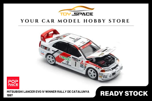[POP RACE] 1:64 Mitsubishi Lancer Evo IV Winner Rally De Catalunya 1997 - Toy Space Diecast Online Store Singapore
