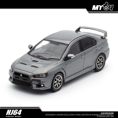 [Hobby Japan] Mitsubishi Lancer Evolution Ⅹ Final Edition With Engine Display Model - Titanium Gray Metallic