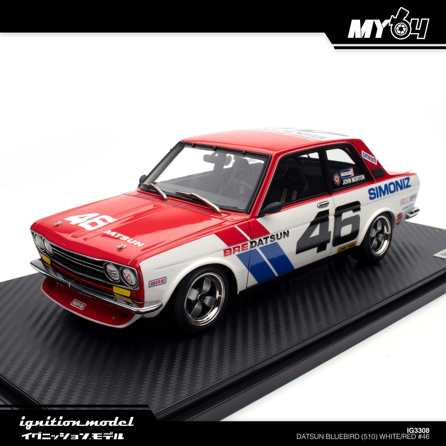 [Ignition Model] 1:18 Datsun Bluebird (510) - White/Red #46