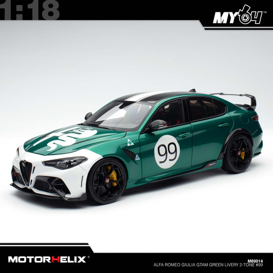 [Motorhelix] 1:18 Alfa Romeo Giulia GTAm - Green Livery 2-Tone #99