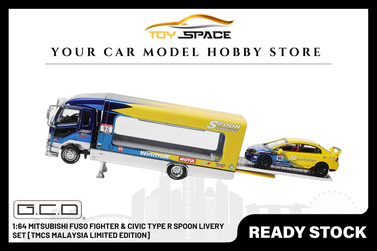 [GCD] 1:64 Mitsubishi Fuso Fighter & Civic Type R Spoon Livery Set [TMCS Malaysia Limited Edition] - Toy Space Diecast Online Store Singapore