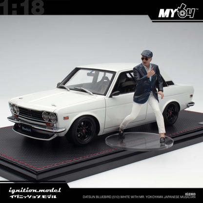 [Ignition Model] Datsun Bluebird (510) - White With Mr. Yokoyama Japanese Musician