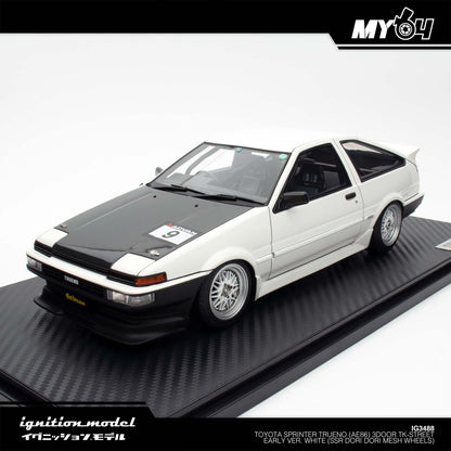 [Ignition Model] 1:18 Toyota Sprinter Trueno (AE86) 3Door TK-Street Early Ver. White (SSR Dori Dori mesh wheels)