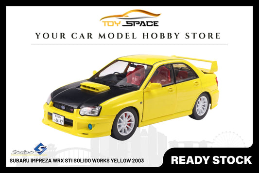 [SOLIDO] 1:18 Subaru Impreza WRX STI Solido Works Yellow 2003 - Toy Space Diecast Online Store Singapore