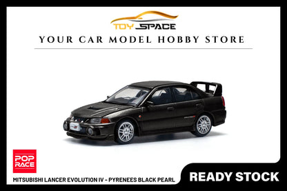 [POP RACE] 1:64 Mitsubishi Lancer Evolution IV - Pyrenees Black Pearl - Toy Space Diecast Online Store Singapore
