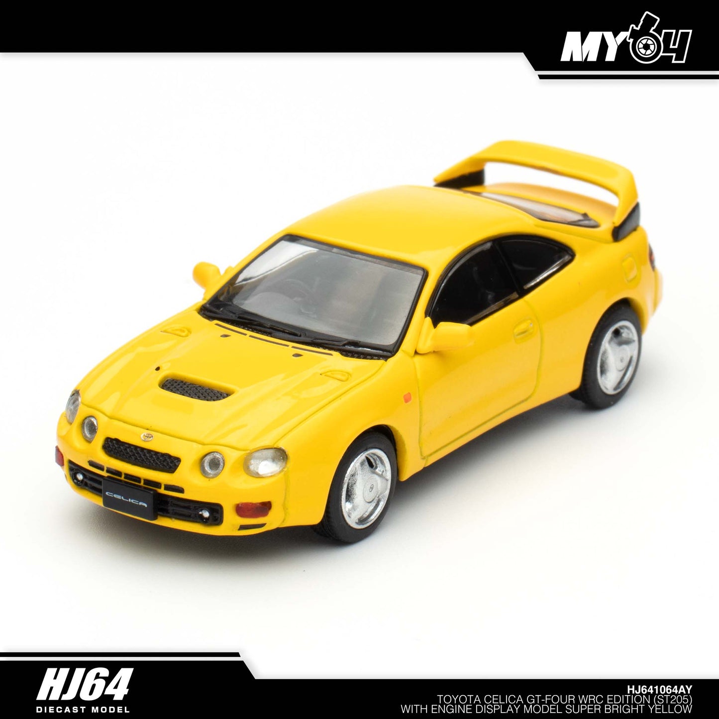 [Hobby Japan] Toyota Celica GT-Four WRC Edition (ST205) with Engine Display Model - Super Bright Yellow