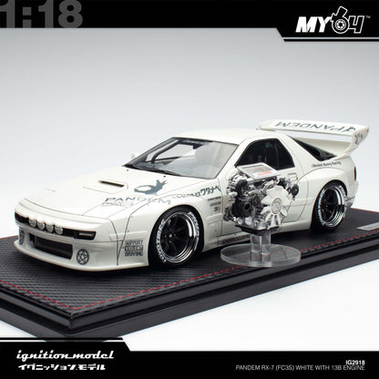[Ignition Model] Pandem RX-7 (FC3S) - White With 13B Engine