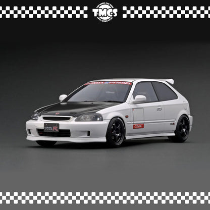 [Ignition Model] 1:18 Honda Civic (EK9) Type R - White With Carbon Bornet