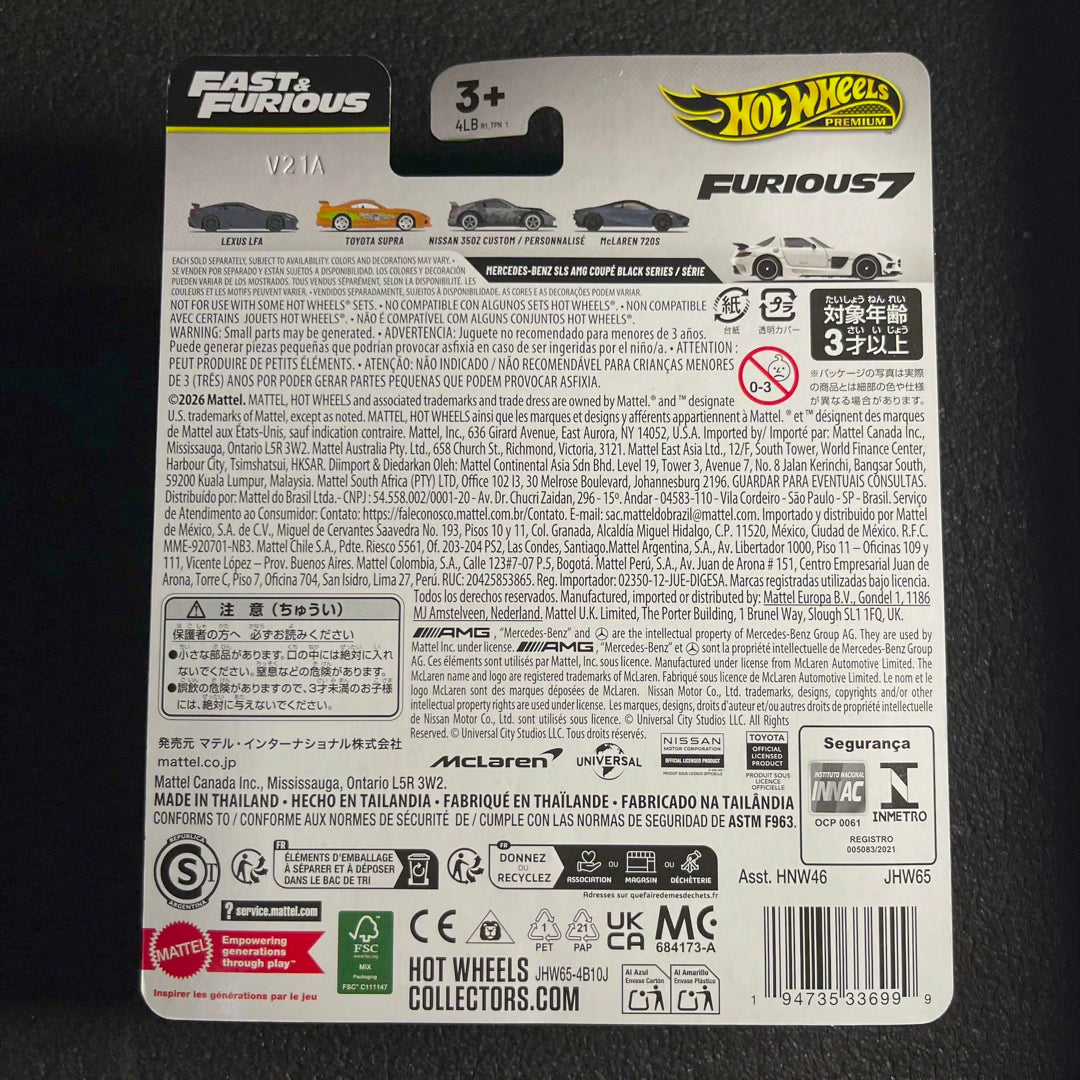 Hot Wheels Mercedes Benz SLS AMG Coupe Black Series [First Edition] Premium Car Culture F&f Hotwheels Mercedes SLR White