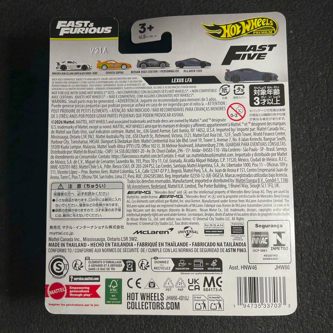 Hot Wheels Lexus LFA Fast & Furious 2026 Premium Car Culture 25th Anniversary Fast and Furious Second Edition Han's Lexus LFA Fast and Furious Diecast Car Hotwheels Black Lexus Hotwheel F&f Kereta Mainan Hot Wheel Lexus Lfa Super Car