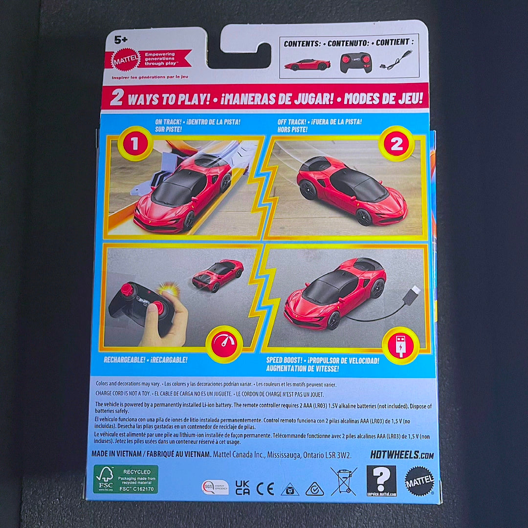 Hot Wheels RC Ferrari SF90 Stradale Remote Control Charging Hotwheels Ferrari SF90 Stradale Red 2025 Model Car RC Hotwheels Ferrari Red Model Hot Wheels Ferrari SF90 Stradale Assetto Fiorano RC