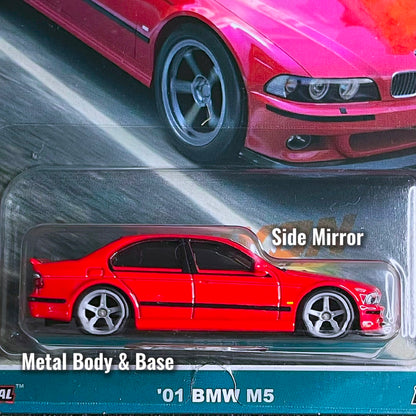 Hot Wheel BMW M5 2001 Red Model Canyon Warriors 2023 Premium Collections Series Hotwheels 01 BMW M5 E39 Diecast Classic BMW Kereta mainan BMW M5 Merah Hotwheel Premium Car Culture Hot Wheels BMW M5