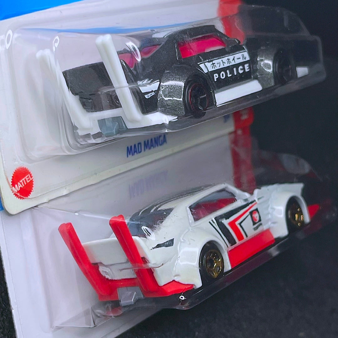 Hot Wheels Mad Manga Police Car 2023 & Hotwheels Mad Manga RTH 2026 Hot Wheels Regular Treasure Hunt Hotwheel Diecast Car Hot Wheels Bosozoku Car JDM Modified Hotwheels Kereta Polis Japan Bosozoku Diecast Police Car Toy