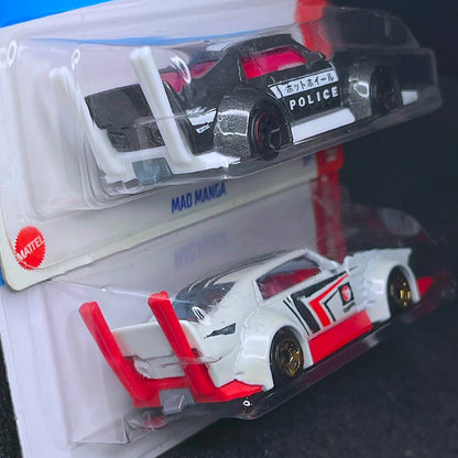 Hot Wheels Mad Manga Police Car 2023 & Hotwheels Mad Manga RTH 2026 Hot Wheels Regular Treasure Hunt Hotwheel Diecast Car Hot Wheels Bosozoku Car JDM Modified Hotwheels Kereta Polis Japan Bosozoku Diecast Police Car Toy