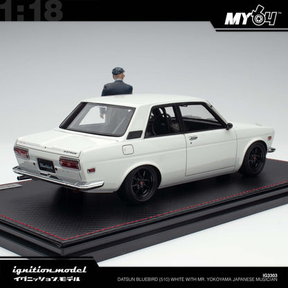 [Ignition Model] Datsun Bluebird (510) - White With Mr. Yokoyama Japanese Musician