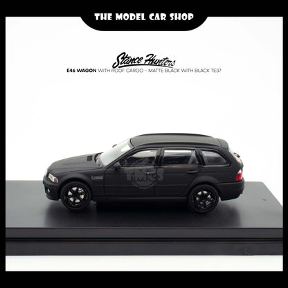 [Stance Hunters] E46 Wagon with Roof Cargo - Matte Black with Black TE37