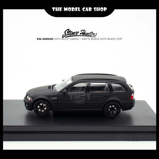 [Stance Hunters] E46 Wagon with Roof Cargo - Matte Black with Black TE37
