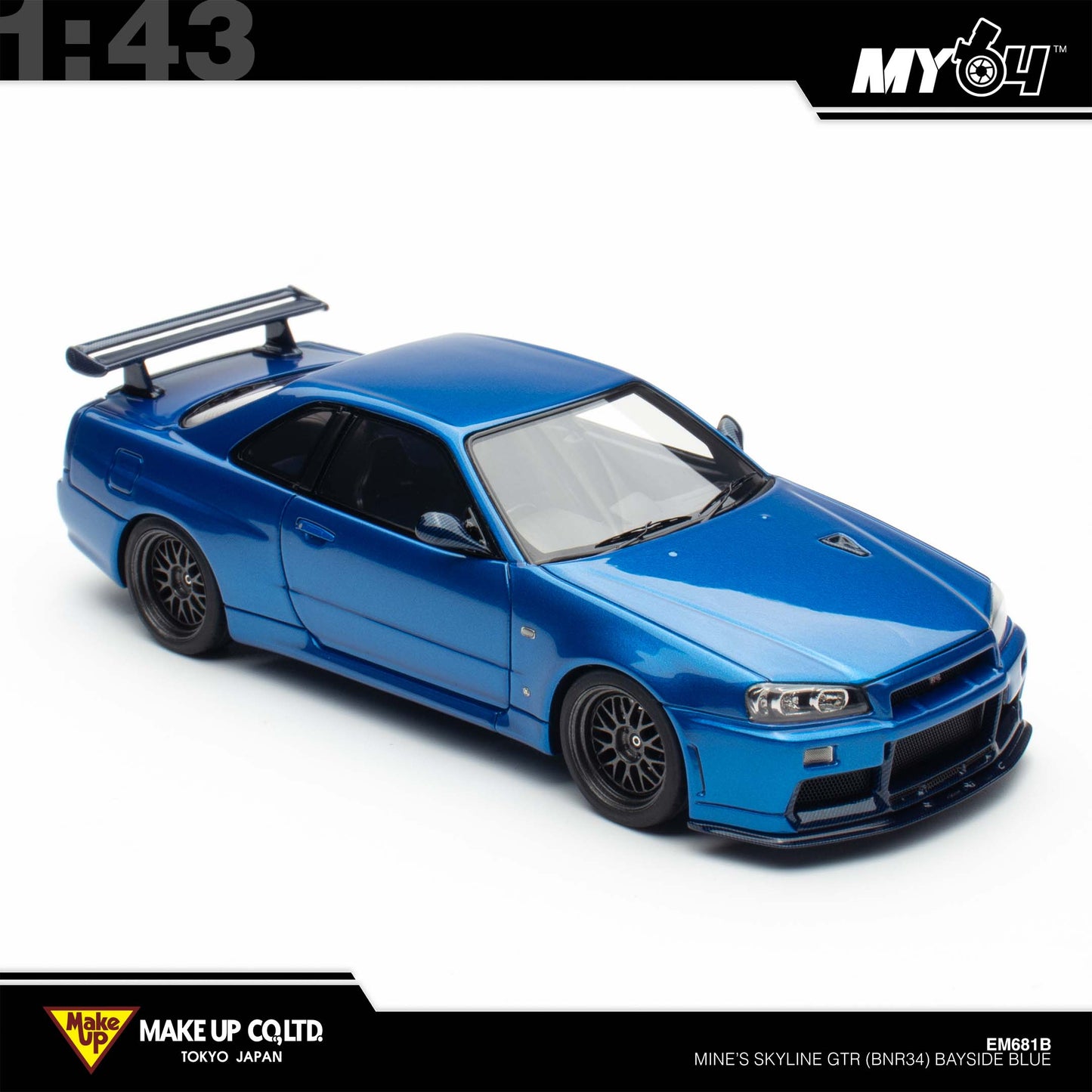 [Make Up] 1:43 Edilion BUILT BY LEGENDS Mine's Skyline GT-R(BNR34) - Bayside Blue